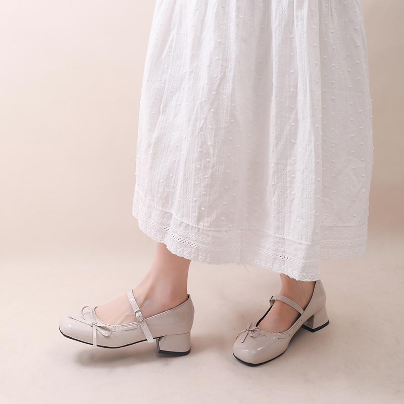Fashion Mary Jane Shoes 2025 Spring Autumn Fashion Shallow Round Toe Mid Heel Shoes Ladies Elegant Outdoor Single Pumps Zapatos De Mujer