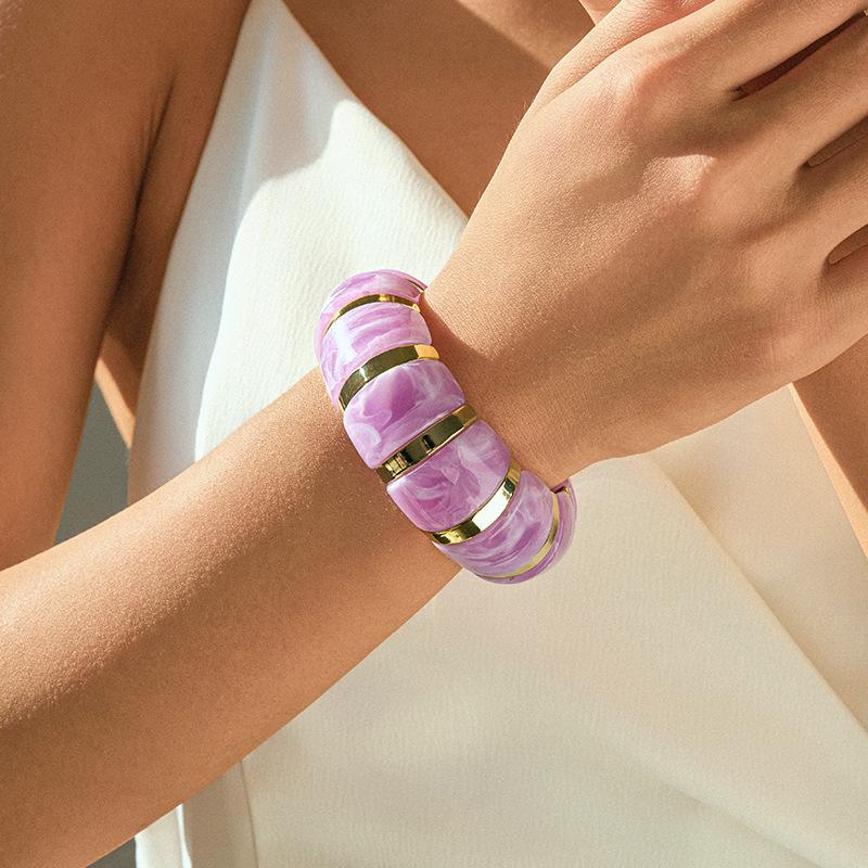 Vintage Punk Acrylic Elastic Rope Thick Wide Bracelet Fashion Charm Bangles Temperament Jewelry For Women A10