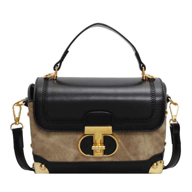 Popular Contrasting Small Bags Women's New Autumn and Winter Versatile Messenger Bags Fashionable Portable Small Square Bags