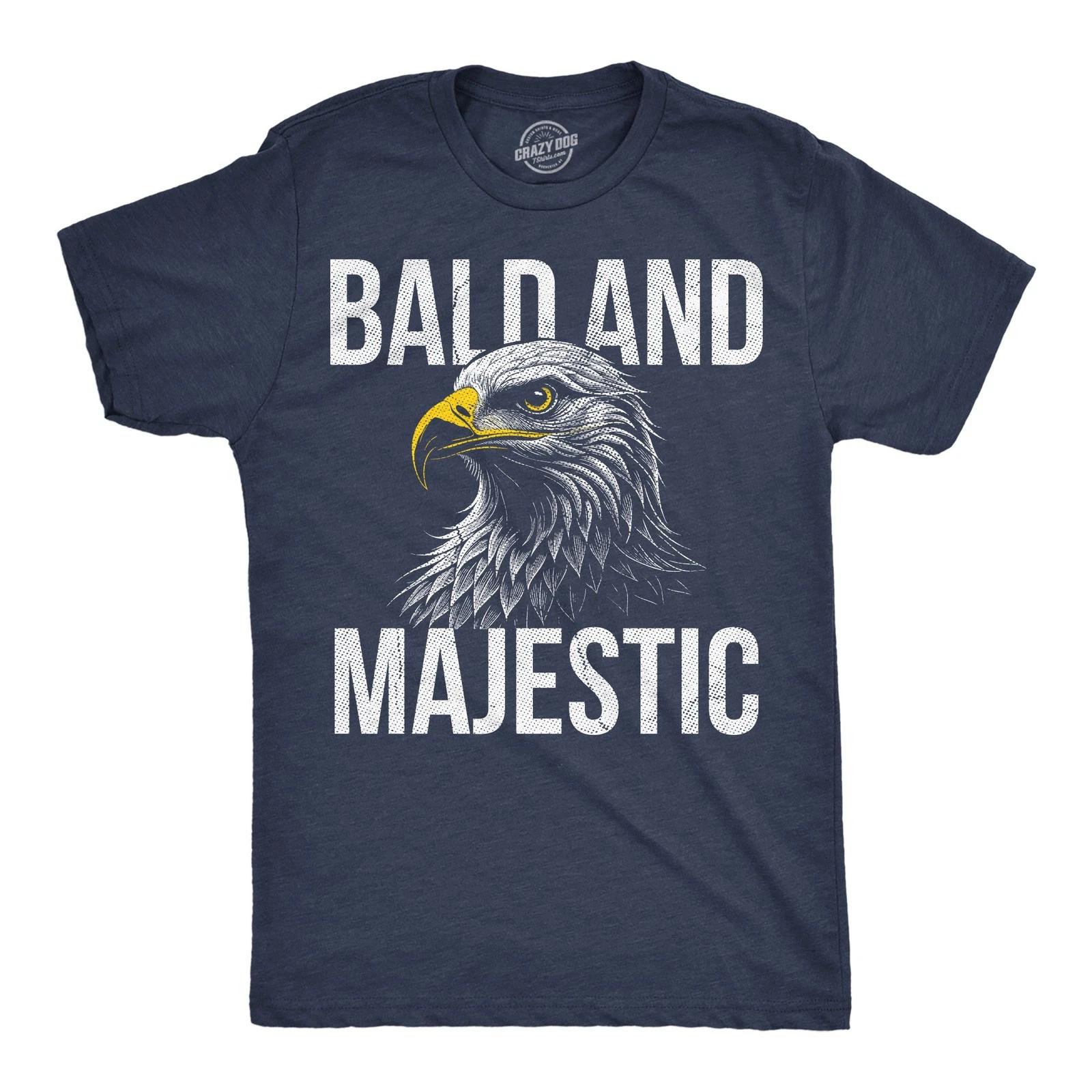 Mens Funny T Shirts Bald and Majestic Sarcastic Eagle Graphic Novelty Tee for M