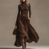 Retro Corduroy Women's Clothing High-waist Skirt Large Swing Umbrella + Solid Color Bottomed Shirt Top