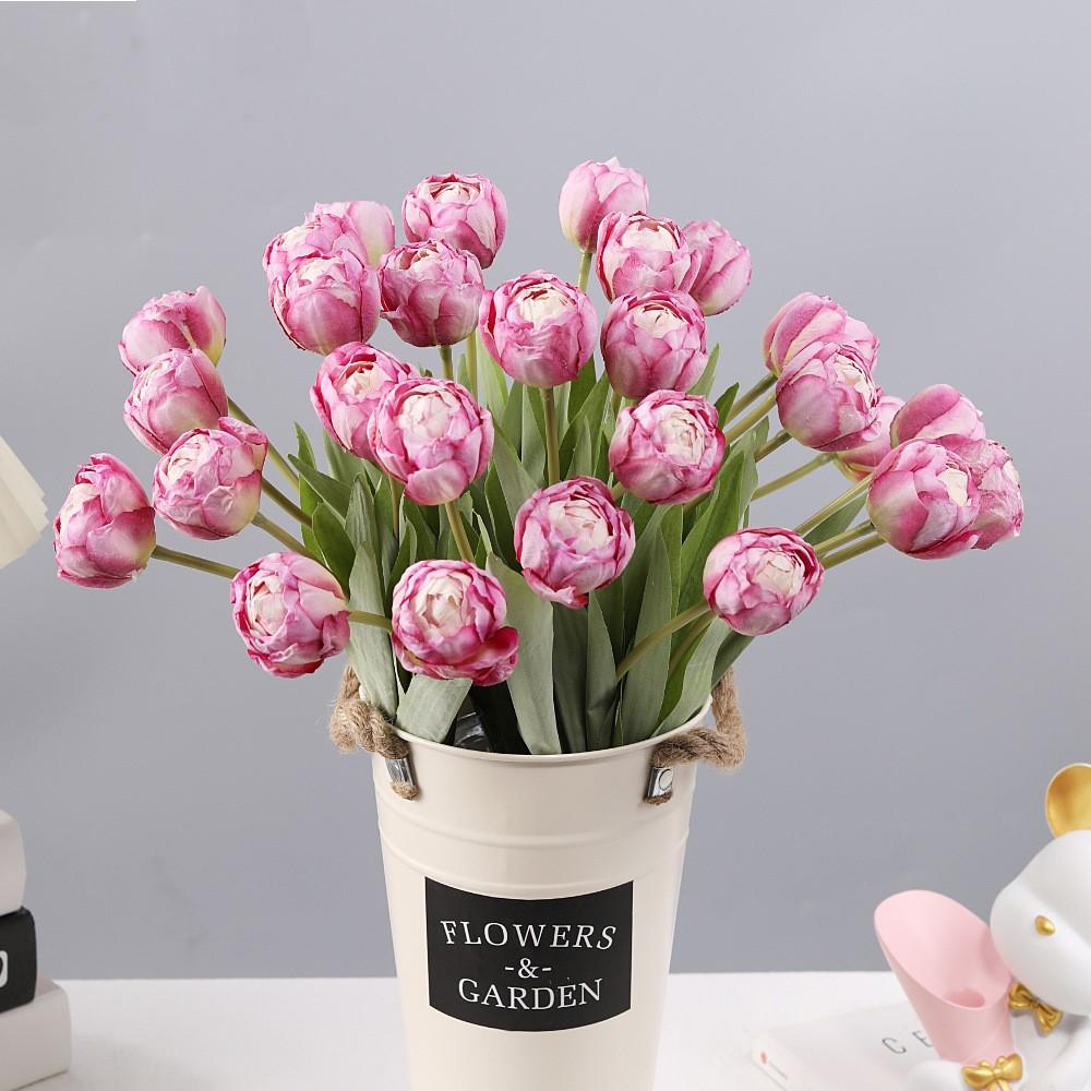 7 Heads High Quality Artificial Silk Cloth Tulip Flower Bundle For Wedding
