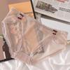 Soft & Cute Cheongsam: Sexy Lace Plus Size Women's Panties with Double Bow, Ice Silk Mesh, Mid-Low Waist.