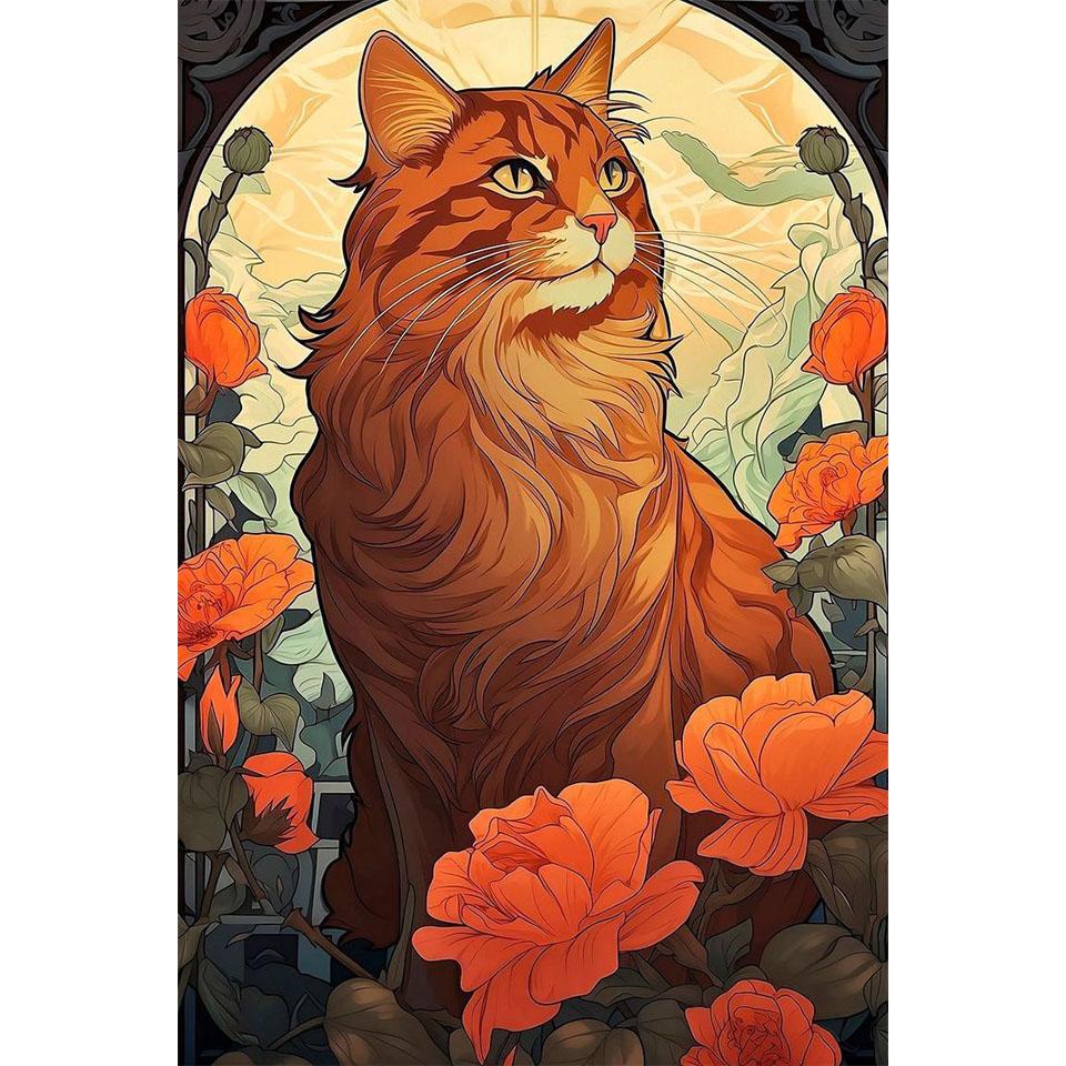 DIY Diamond Painting Art 5D round Diamond Mosaic cat Diamond Embroidery Cross-Stitch kit for Adult Home wall Decoration