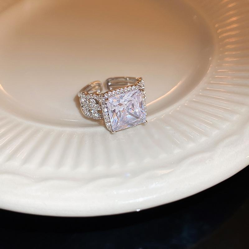 Zircon love open ring light luxury high sense index finger ring personality niche Internet celebrity ring fashion jewelry