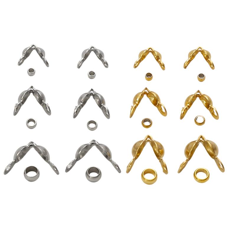 100Pcs Stainless Steel Buckle Positioning Bead, Clasp Connector for Chain Jewelry