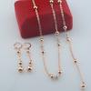 585 Roségold Zirkonia Perlen Schmuckset für Damen mit Armband Halskette und Ohrringen