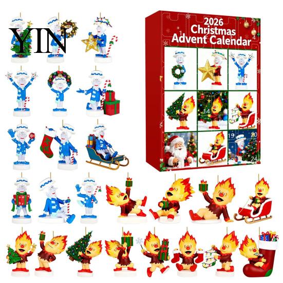 Office Desk Decoration Christmas Advent Calendar 2026, 24-Day Surprise Countdown with 24 Festival Celebration Supplies Acrylic Pendants, Anime Themed