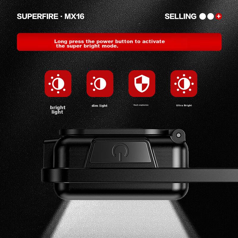 SupFire MX16 High-Intensity Flashlight, Multifunctional Magnetic Keychain Rechargeable Work Light, Auto Repair Lamp, Mini Floodlight