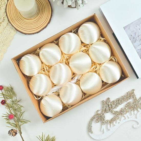12Pcs/Set 6CM Velvet Christmas Ball Ornament Shatterproof Plastic Reusable Holiday Xmas Tree Hanging Flocked Ball Decoration Pendant