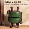 Solid Wood Rotating Stool, Home Living Room Backrest Low Stool, Soft-padded Shoe-changing Stool, Modern Casual Chair