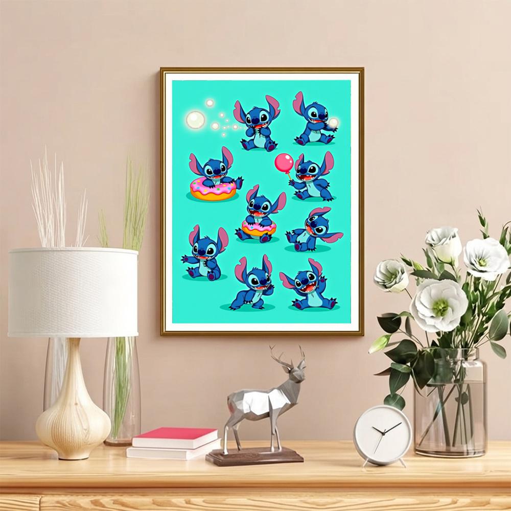 Colorful Stitch Friends 5D Round Diamond Painting Kit Diamond Embroidery Painting Rhinestones Mosaic Frameless Handwork Decoration Arts