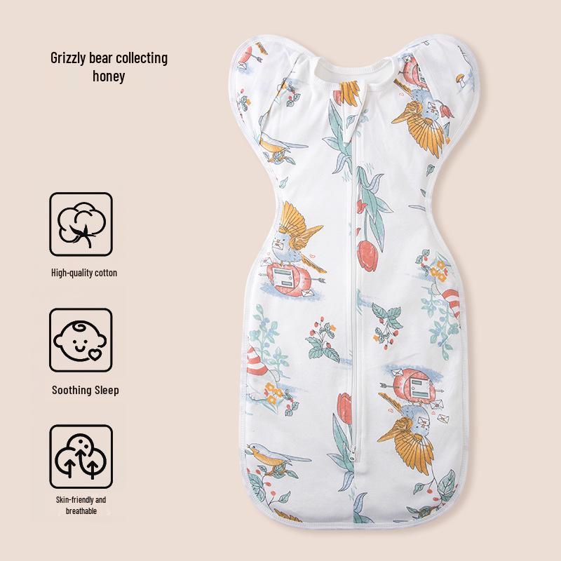 Pure Cotton Newborn Surrender Style Swaddle Wrap - Anti-Kick Sleeping Bag for Spring, Summer, Autumn