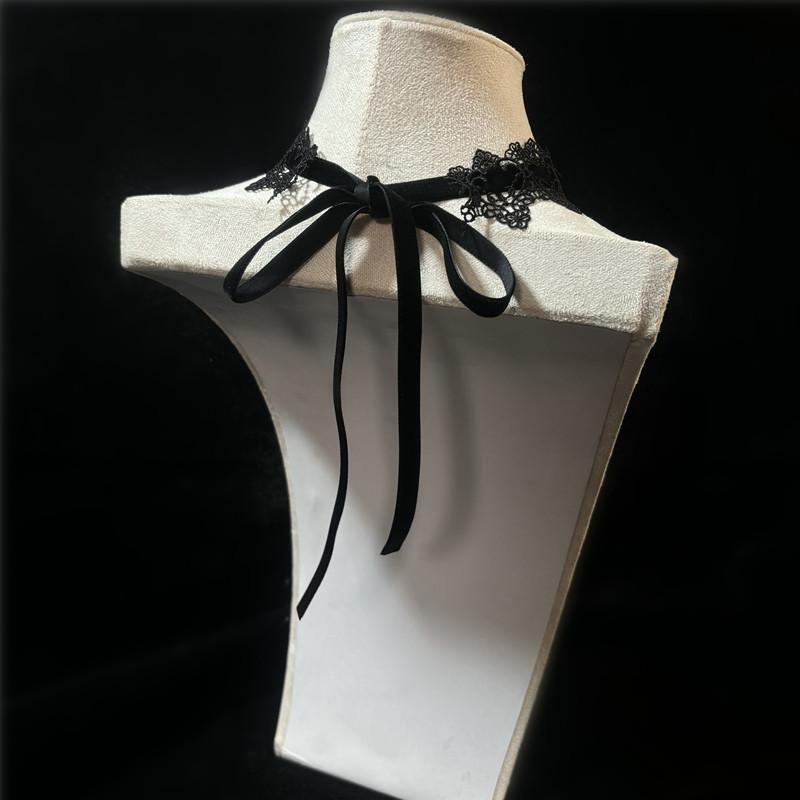 New Sexy Lace Flower Necklace for Women Gothic Punk Velvet Collar Choker Black Waterdrop Pendent Necklace Strap Bow Jewelry