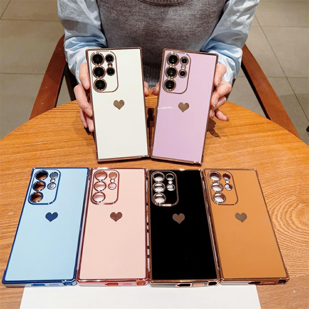 Pro Samsung Galaxy S26 Ultra Pouzdro Zadní kryt telefonu z TPU Pokovený vzor srdce