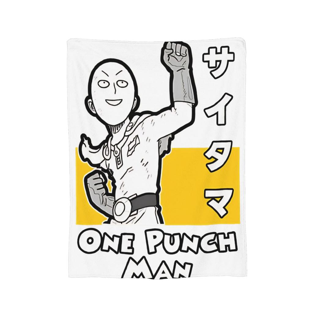 Anime One Punch Man Fleece Throw Blanket Saitama Cartoon Blankets for Home Office Lightweight Bedding Throws,