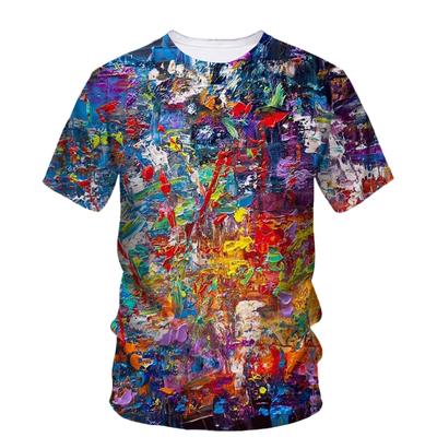 Nyári Új Kreatív Graffiti Művészet grafikus pólók Férfi Alkalmi Bohém Személyiség harajuku Nyomott O-nyakú Streetwear Pólók Felsők