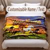 Horse Theme Soft Blanket Personalized Custom Name Text Print Warm Blanket Home Sofa Bedroom Decor