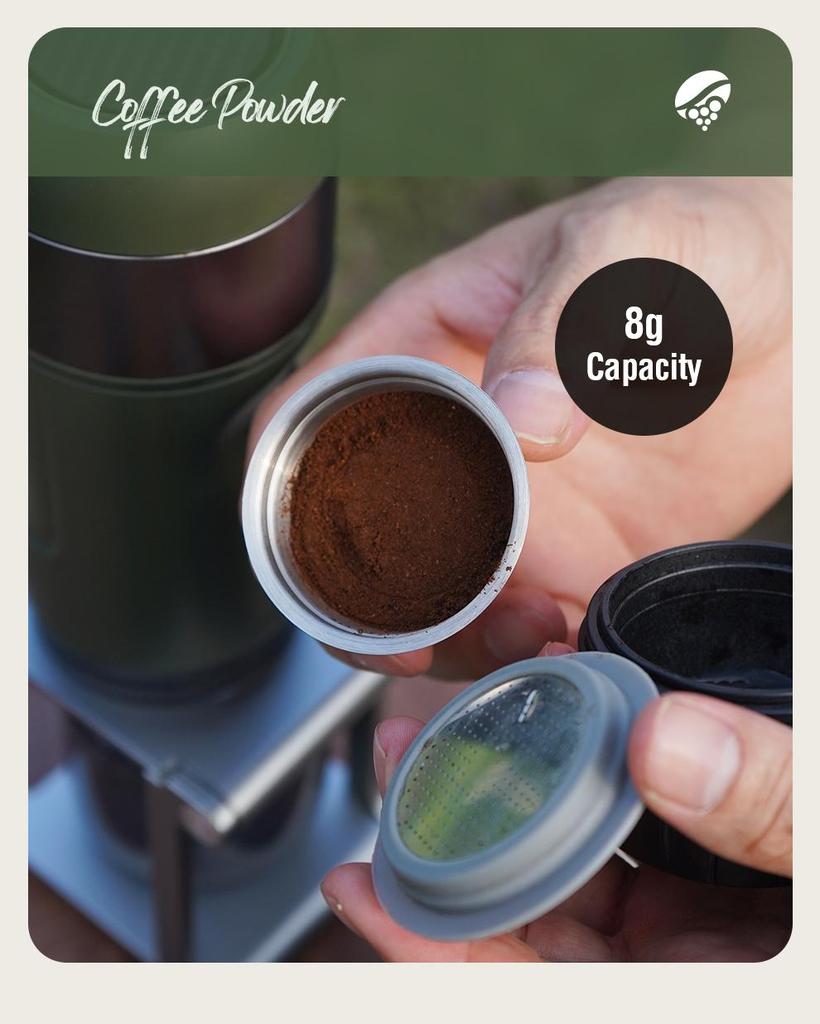 HiBREW H4B Wireless Portable 3 In 1 Espresso Coffee Maker - 15 Bar Pressure - 2200mAh Rechargeable Battery - 3 Cables Fpr Charging