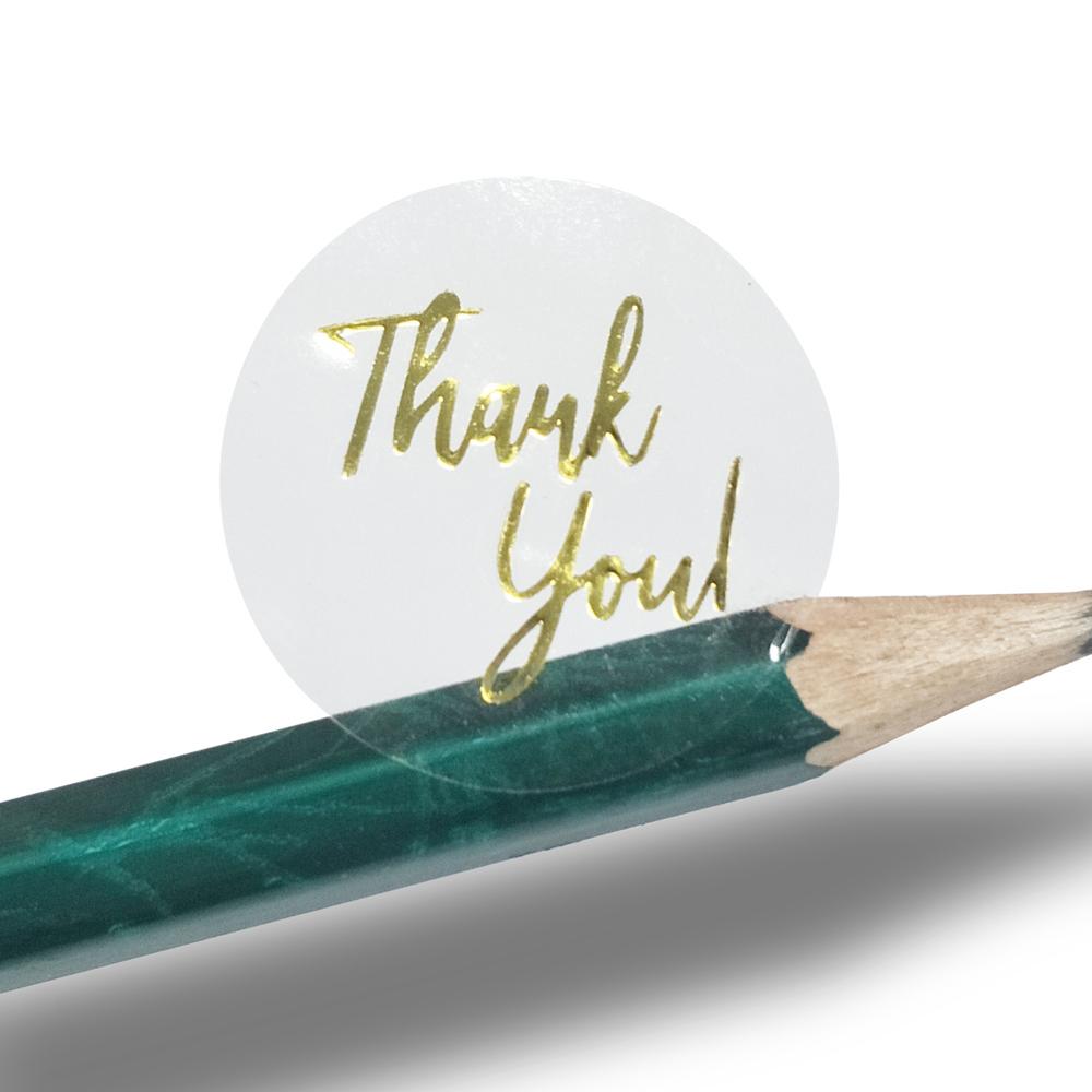 50-500Pcs Labels 1Inch Clear Gold Foil Thank You Stickers For Wedding Pretty Gift Cards Envelope Sealing Label Stickers