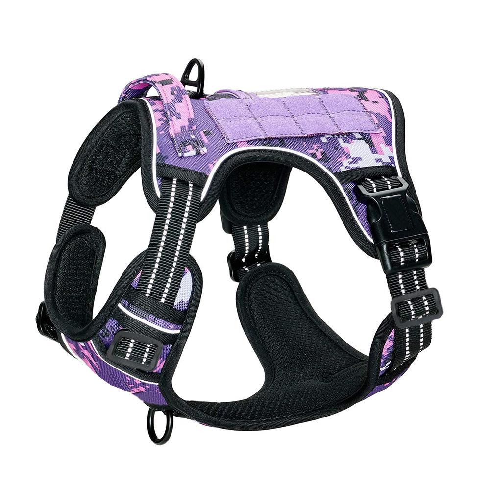 Outdoor Tactical Reflective Dog Harness with Adjustable Mesh and Handle Leash