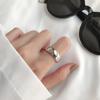 Stylish And Sleek Pure Silver Adjustable Ring Thick Band Geometric Design For Look Trendy