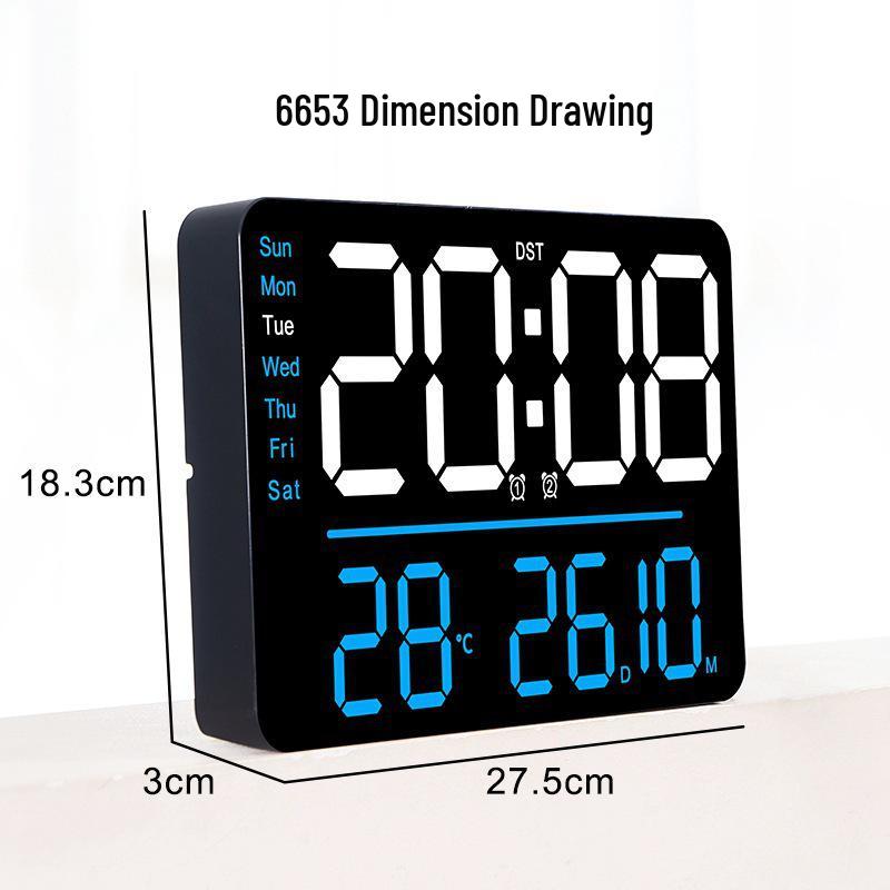 Multi-functional LED Wall Clock with Thermometer & Hygrometer - Large Display for Living Room