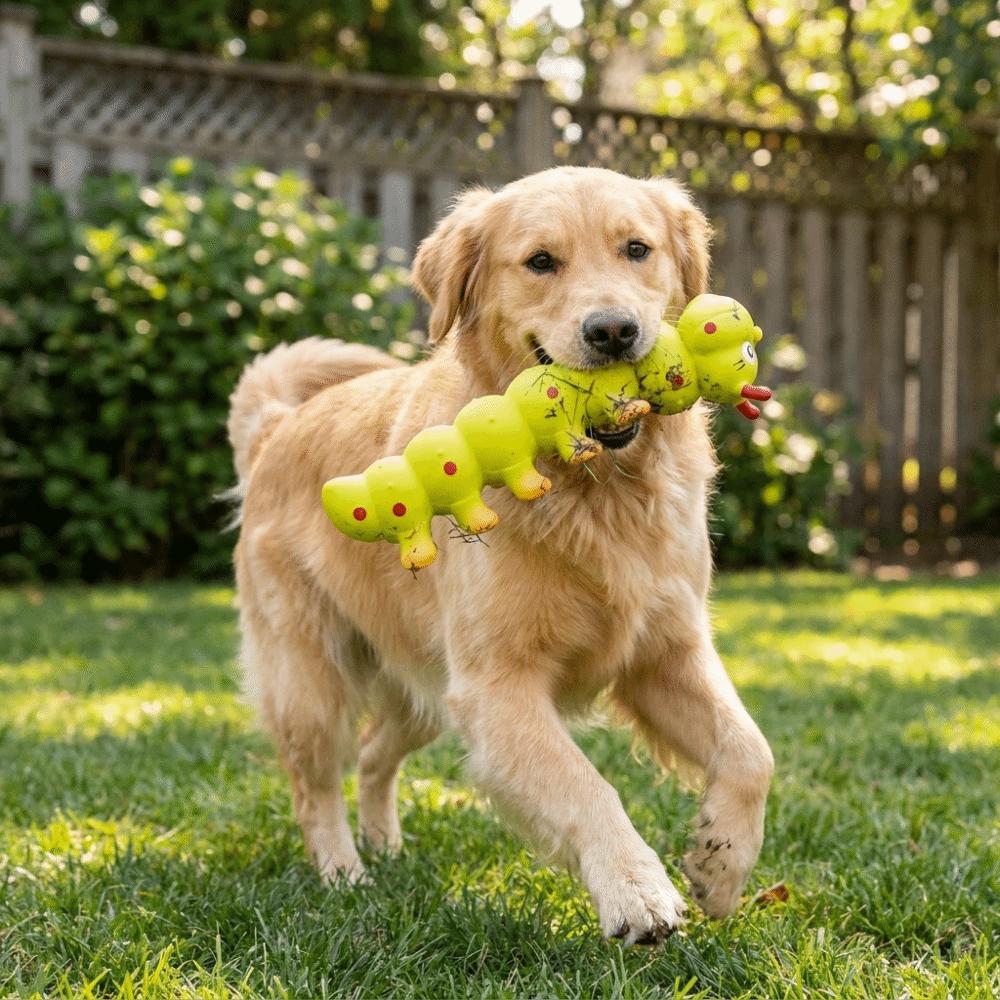 Latex Dog Chew Toy Caterpillar Shape Dog Grinding Teeth Stick Pet Squeaky Toy Outdoor