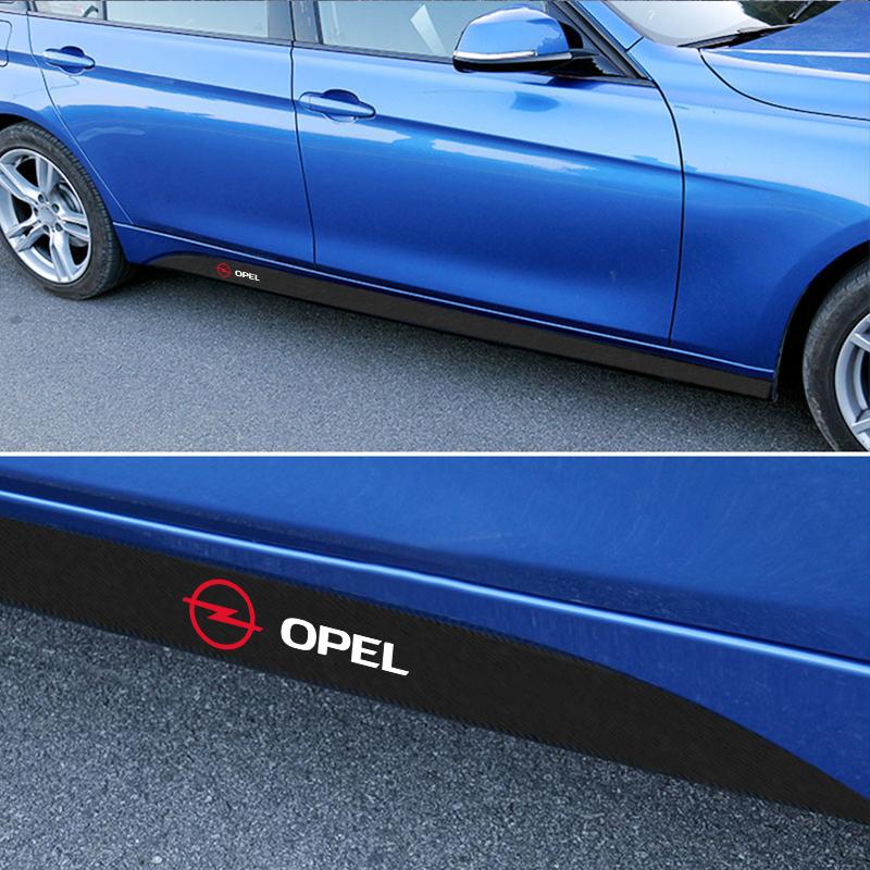 AAAYV1 2pcs Car Door Side Skirt Sill Stripe Carbon Decals Styling Accessories For Opel Opc Astra K Vivaro Corsa Zafira Insignia Mokka