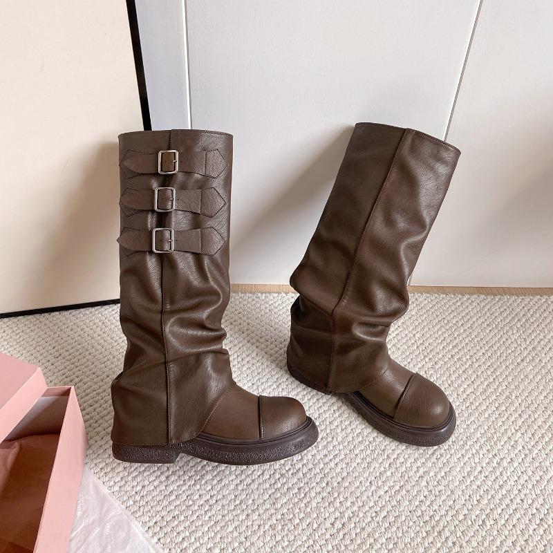 Western Cowboy Boots Women's Thick-soled Heightening Winter New High Trouser Boots Maillard Boots