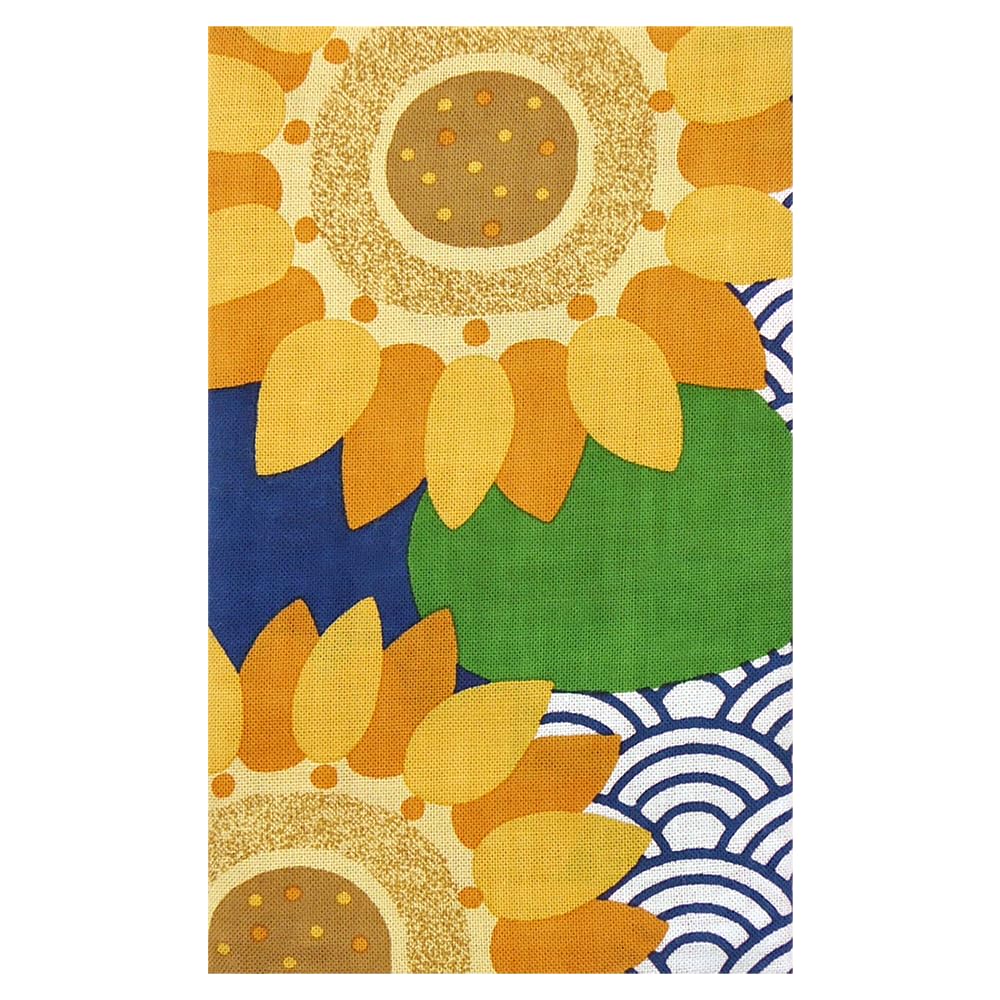 Hamamonyo Tenugui hand Sunflower and Seigaiha (Japanese towel) - (wave pattern)