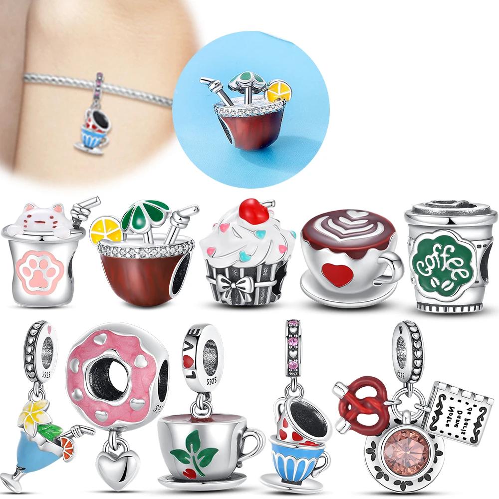 Coppercharm Afternoon Tea Series Donut Cake Coffee Wine Cup Fit Women'S Bracelet Making Jewelry Gift