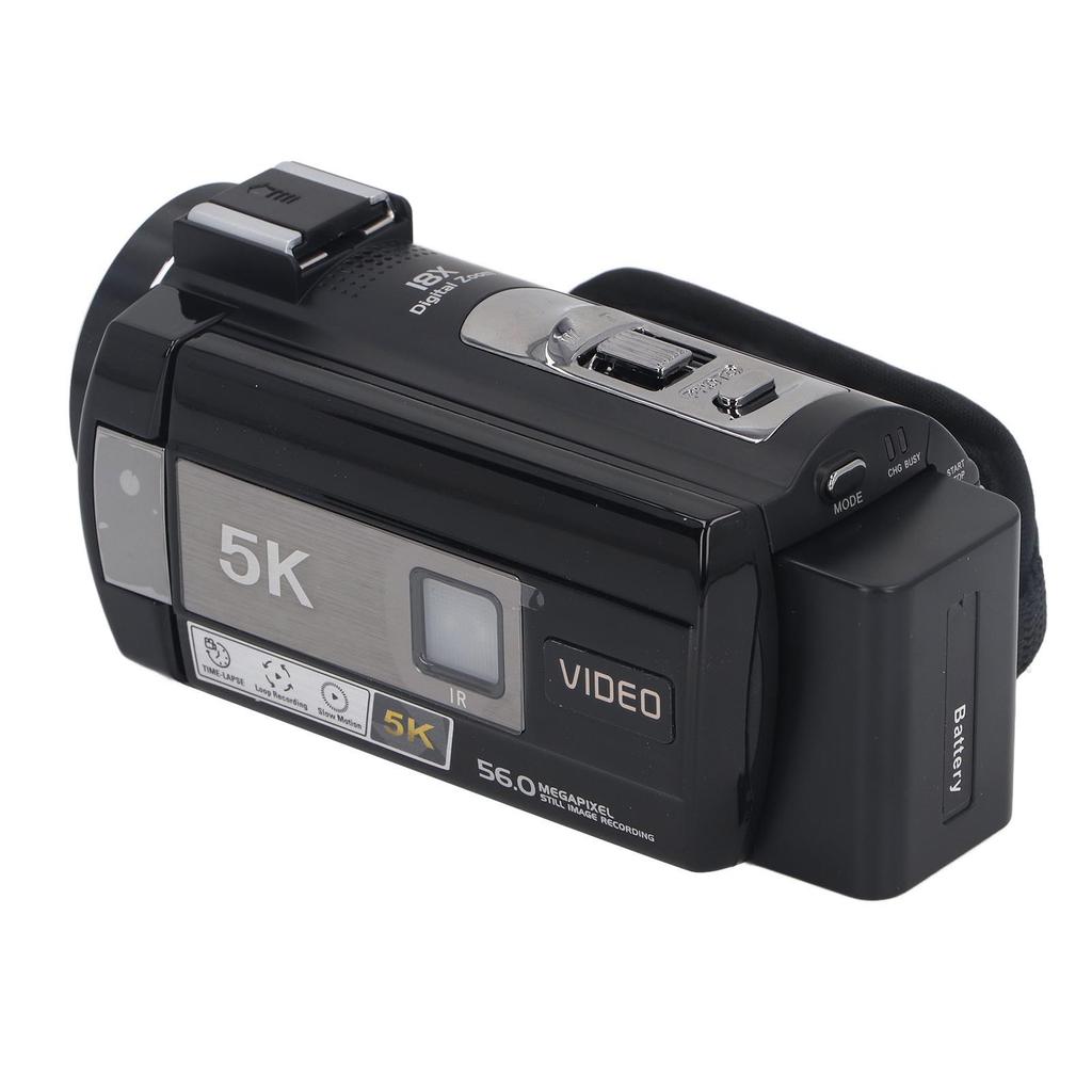 Digital Camcorder 5K 56MP Anti Shake 18X Zoom IR Night Vision with 3 Inch IPS Touch Screen Fill