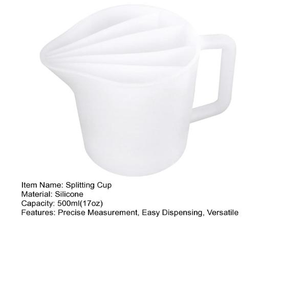 Silicone Split Cup with Handle 17oz Paint Pouring Fluid Art Cup Mixing Measuring Cup with Tip Nozzle DIY Crafts Supplies Resin Art Accessories