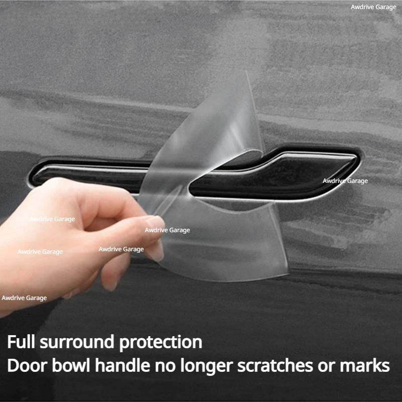 For Tesla Model 3 Y Juniper 2021-2025 Door Handle Scratch Protector-Inverted Door Handle Paint Protective TPU Film Car Clothing
