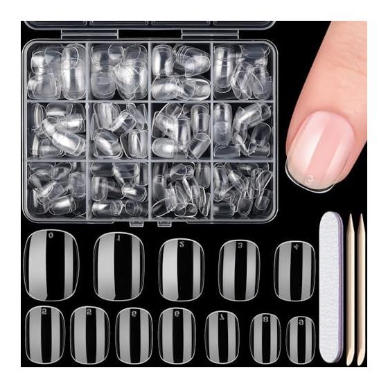 312pcs Nail Tips for Kids Clear False Nails Cute Girls Nail Tips Natural Fit Girls Hand Decoration Nail Decoration Nail Supplies Fake Nail Set