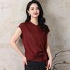 Women's Summer Sleeveless Chiffon Top: Stylish Imitation Silk Shirt for Middle-Aged and Elderly Moms