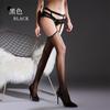 Qinghe Sexy Suspender Socks 1D Ultra-thin Oily Transparent Stockings Aurora Red Edge Black Silk Contrasting Color Interest Open Gear Free