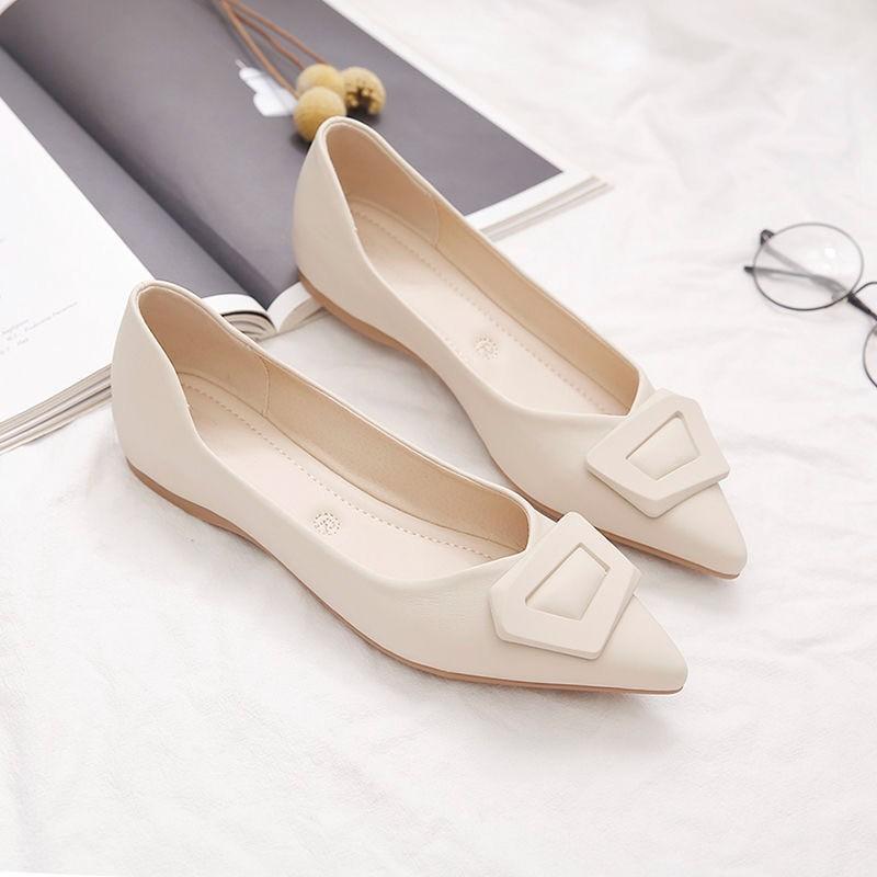 

Single shoes women s fashion spring women s pointed head soft sole not tired feet comfortable soft leather flat shoes simple wind shoes 35