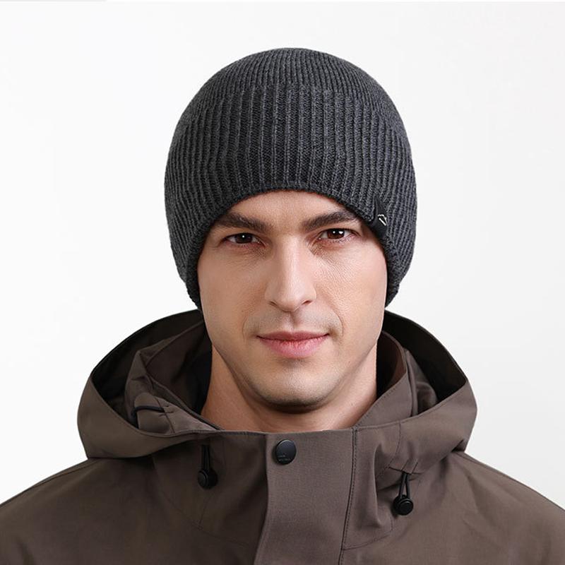 Knitted Hat Men's Autumn Winter Warm Cold-Proof Fleece Hat Outdoor Cycling Sports Cold-Proof Cap