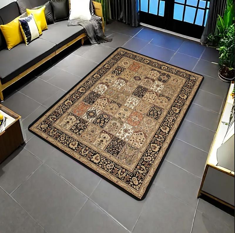 

Vintage Persian Patchwork Rectangle Carpet Tribal Striped Pattern Home Decor Mat Non Slip Floor Rug Living Room Area Rug 40X60CM
