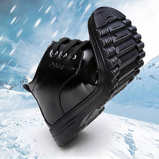 Winter Korean Warm Plus Velvet Men's Leather Shoes Large Size Black Cotton Shoes Non-slip Business Casual Warm Shoes