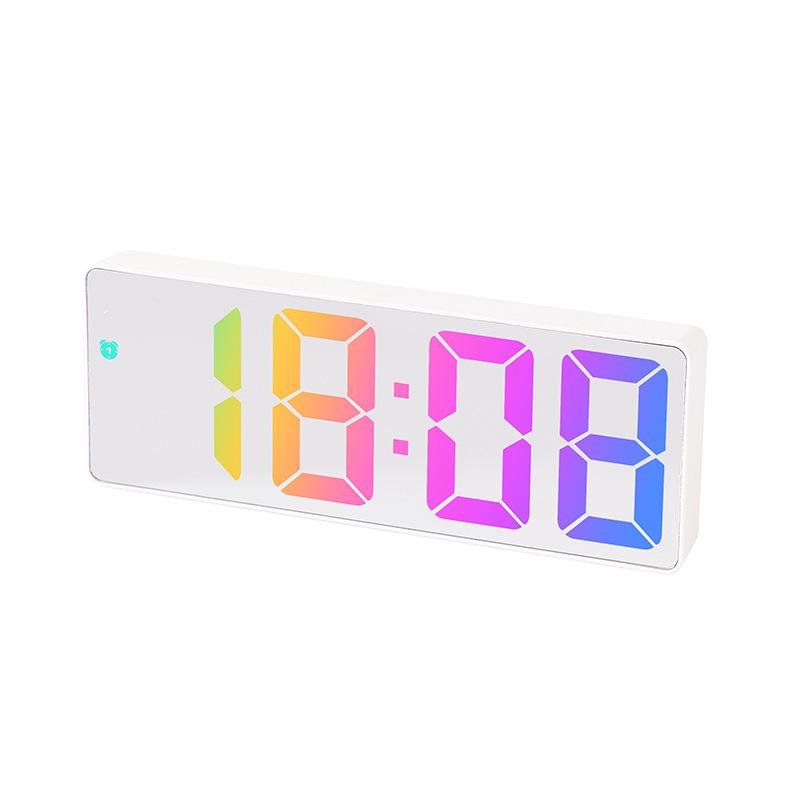 

LED mirror digital alarm clock voice control 12/24H adjustable brightness night mode snooze mode bedroom desktop decoration
