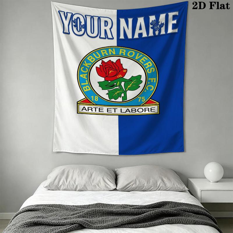 Custom Name Blackburn Rovers Wall Tapestry Aesthetic Wall Hanging Printed Fabric Blanket Decorative Tapestries for Bedroom Living Room Home Decor