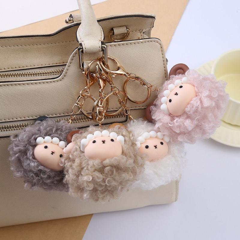 Curly Sheep Plush Pendant Keychain Mini Sheep Plush Pendant Soft Lamb Doll Accessories Car Decor Keychain Bag Decoration Gifts