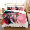 Colourful Cartoon Elephant Duvet Cover Set King Queen Size for Kids Boys Girls Bedding Set Cute Wild Animals Comforter Cover