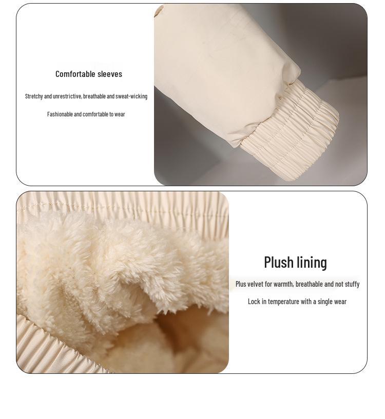 Women's Short Cotton Jacket with Warm Velvet, Fluffy Hood, Big Fur Collar, Petite Winter Outerwear, 2025 Trendy Style.