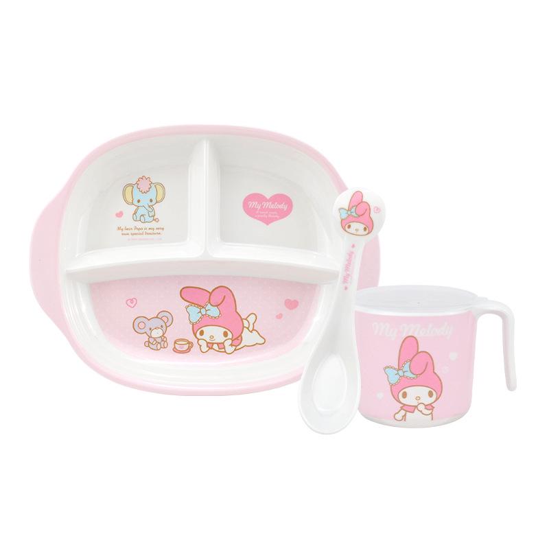 Wuhe Melody Cute Cartoon Tableware Set: Baby Bowl, Plate, and Spoon