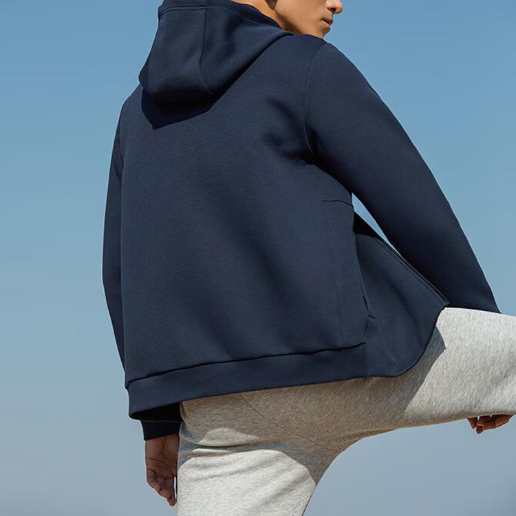 Anta Training Series Logo Letter Zipper Hooded Long Sleeve Jacket Men jackets Blue 152217703-1