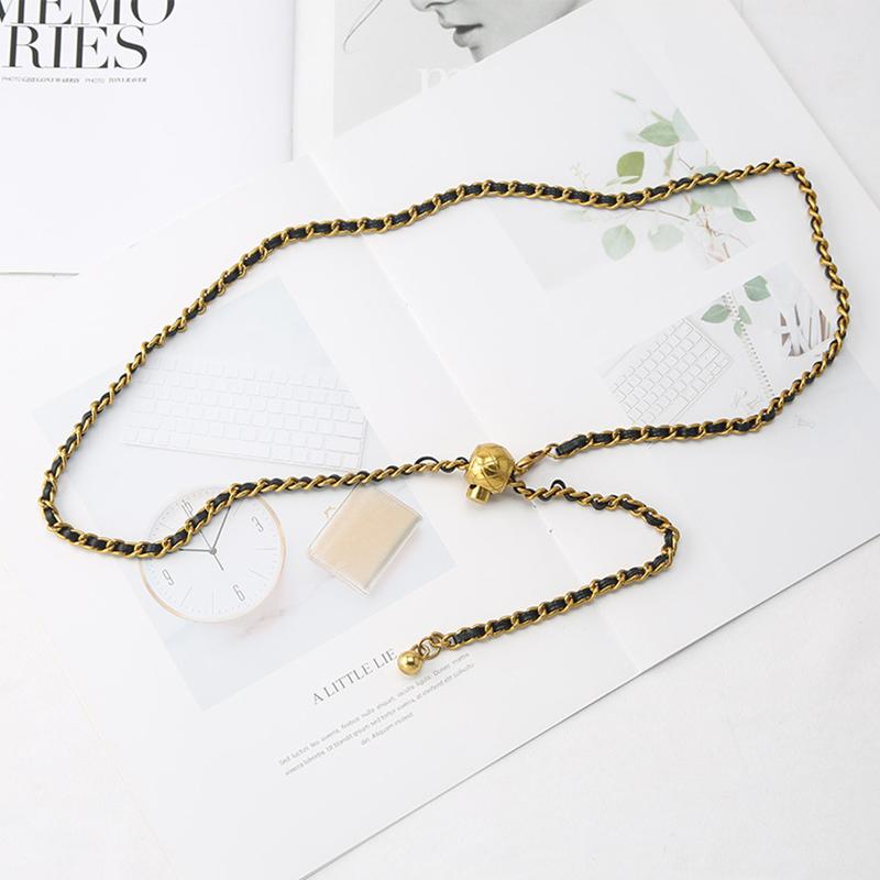 

Metal Waist Chain Accessory Women s Woven Belt Decoration Skirt And Dress Chain 110cm чёрный